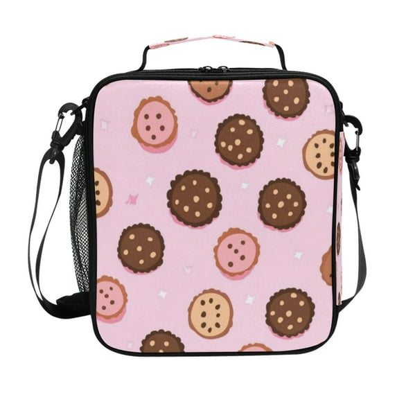 Square Lunch Bag 10.5*3.5*9.5 Inches Cooler Bag Lunch Bag Insulation Portable Durable Fashion Brown Cookies