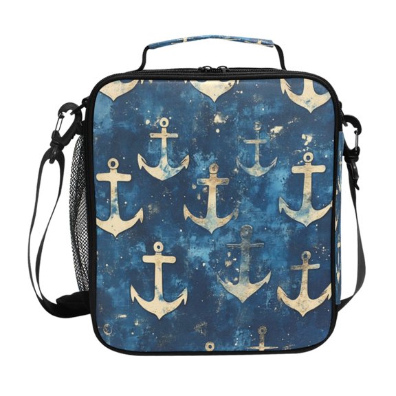 Square Lunch Bag 10.5*3.5*9.5 Inches Cooler Bag Lunch Bag Insulation Portable Durable Fashion Cartoon Anchor