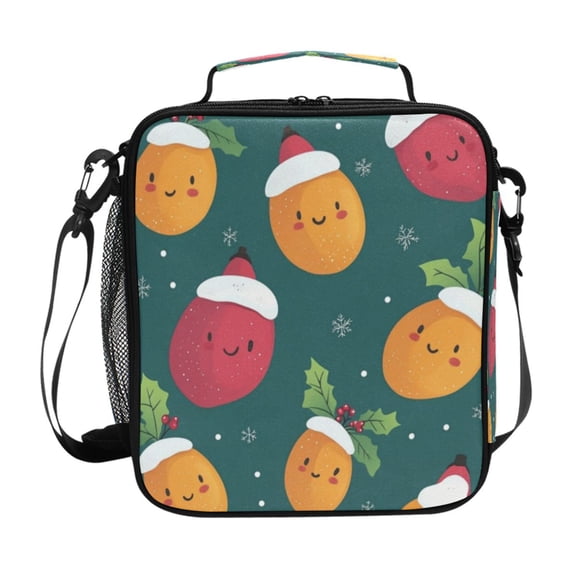 Square Lunch Bag 10.5*3.5*9.5 Inches Cooler Bag Lunch Bag Insulation Portable Durable Fashion Cartoon Cute Christmas Mango