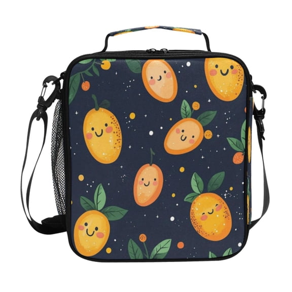 Square Lunch Bag 10.5*3.5*9.5 Inches Cooler Bag Lunch Bag Insulation Portable Durable Fashion Cartoon Cute Mango