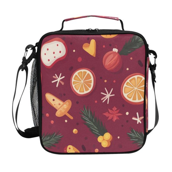 Square Lunch Bag 10.5*3.5*9.5 Inches Cooler Bag Lunch Bag Insulation Portable Durable Fashion Christmas Style Fruit