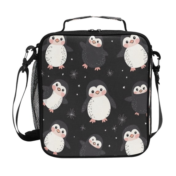 Square Lunch Bag 10.5*3.5*9.5 Inches Cooler Bag Lunch Bag Insulation Portable Durable Fashion Cute Little Penguin Seamless