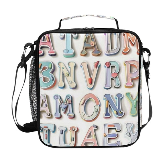 Square Lunch Bag 10.5*3.5*9.5 Inches Cooler Bag Lunch Bag Insulation Portable Durable Fashion Pink Letters