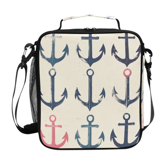 Square Lunch Bag 10.5*3.5*9.5 Inches Cooler Bag Lunch Bag Insulation Portable Durable Fashion Ship Anchor