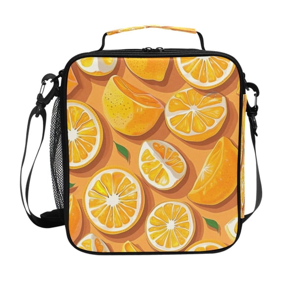 Square Lunch Bag 10.5*3.5*9.5 Inches Cooler Bag Lunch Bag Insulation Portable Durable Fashion Sliced Orange