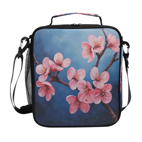 Square Lunch Bag 10.5*3.5*9.5 Inches Cooler Bag Lunch Bag Insulation Portable Durable Fashion Super Cute Cherry Blossom