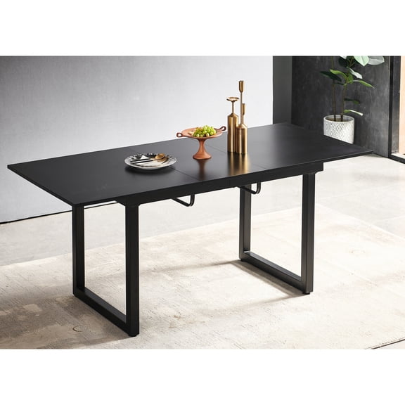 Square MDF - Top Dining Table with Metal Legs | Suitable for Various Dining Scenarios | Flexible Length Adjustment for Convenience