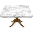 thumbnail image 1 of Square Marble Fitted Tablecloth, Cloudy Spotted Stone Image Elastic Edge Decor Polyester Pale Grey Dust Table Cover, Oil & Dust Proof Washable Tablecloths for Family Living Room, Fits 36x36 inch Table, 1 of 6