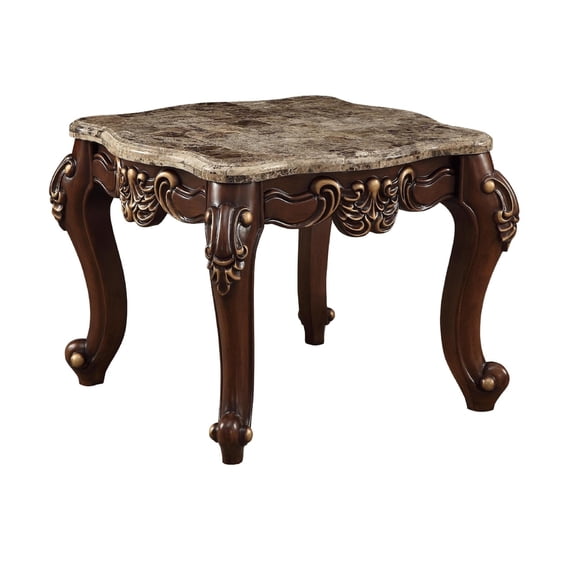 Acme Mehadi End Table Natural Marble Top & Walnut