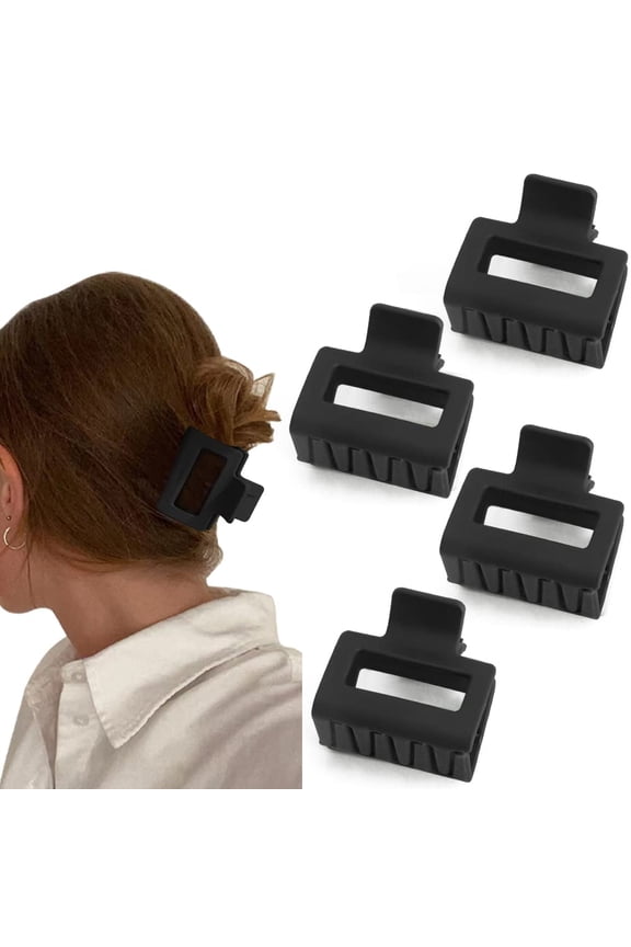 Square Matte Hair Clips,Small Thin Hair Claw Clips for Thick Hair Accessories for Wom(4PCS )