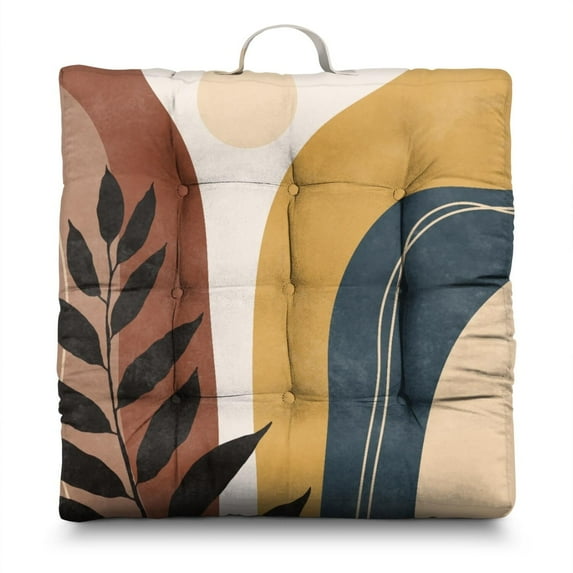 Square Meditation Cushion, Boho Style Floor Pillow, Dutch Velvet Meditation Cushion for Sitting Comfort, Yoga Pillow 22'' x 22''