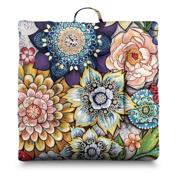 Square Meditation Floor Pillow, Boho Style Cushion, Dutch Velvet Meditation Cushion for Sitting Comfort, Yoga Pillow 22'' x 22''