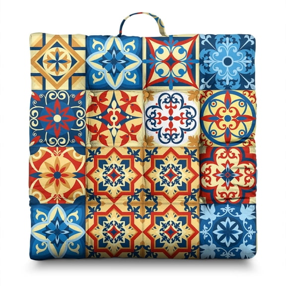 Square Meditation Floor Pillow, Boho Style Cushion, Dutch Velvet Meditation Cushion for Sitting Comfort, Yoga Pillow 22'' x 22''