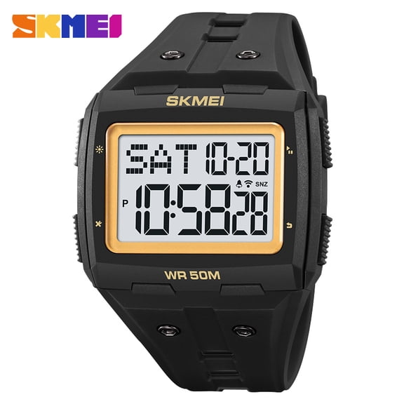 Square Mens Digital Watch Outdoor Sports Multi-Function Watch LED Waterproof Chronograph Electronic Watches