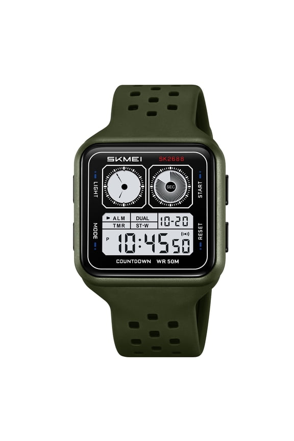 Square Mens Digital Watch Outdoor Sports Multi-Function Watch LED Waterproof Chronograph Electronic Watches