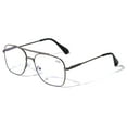 thumbnail image 1 of Square Metal Blue Light Blocking Reading Glasses - UV Protection Clear Lens Reader +2.00, 1 of 3