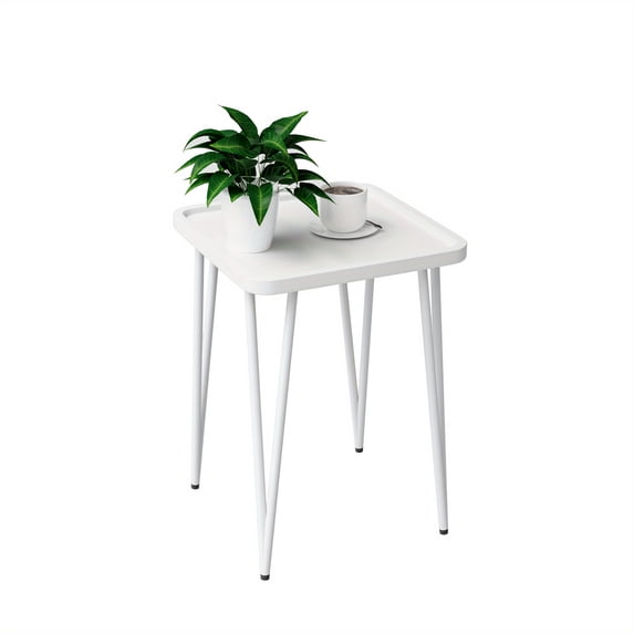 Square Metal End Table, Small Side Table for Living Room, Bedroom, Indoor/Outdoor Use