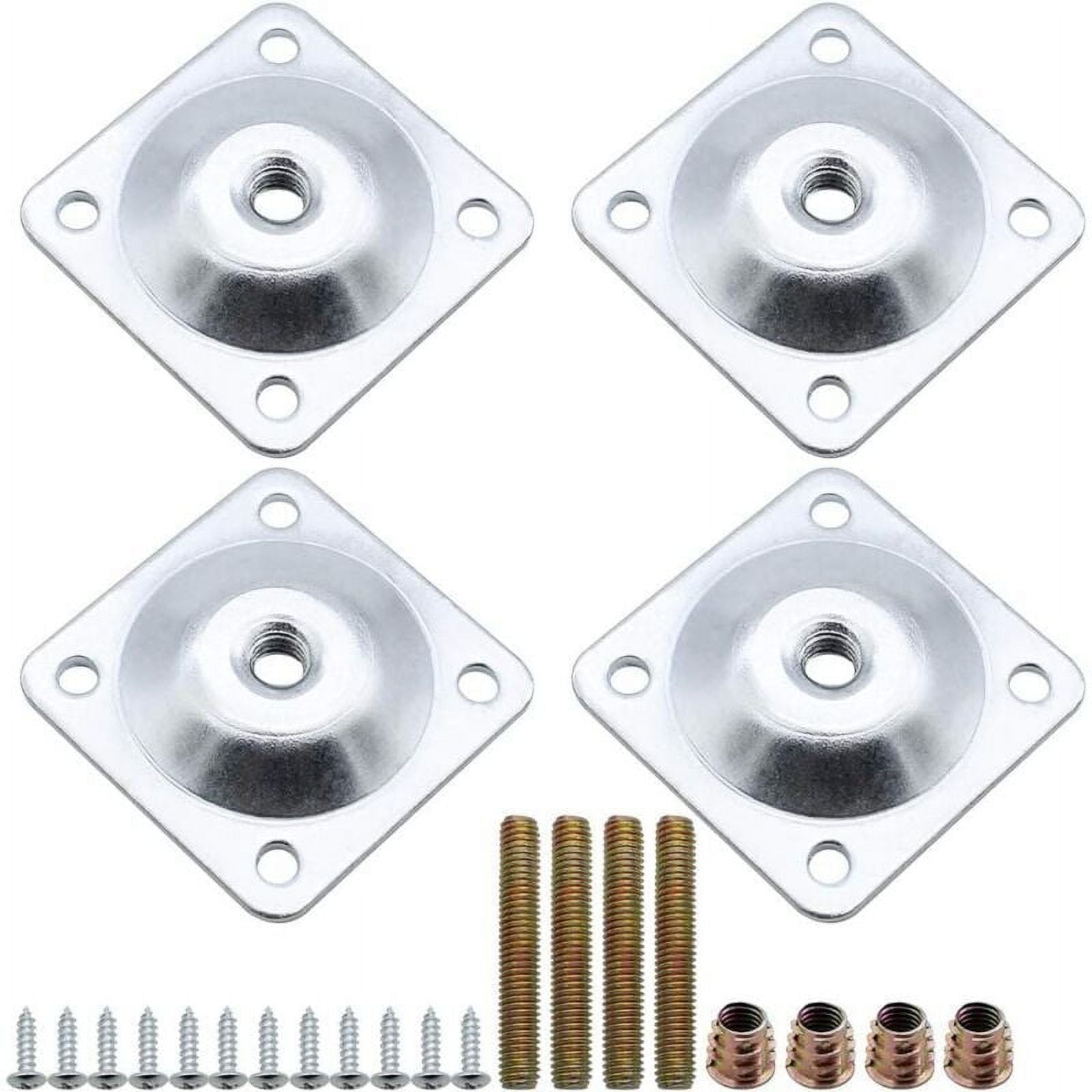 Square Metal Furniture Leg Mounting Plates Kit 4 Pieces with Bolts
