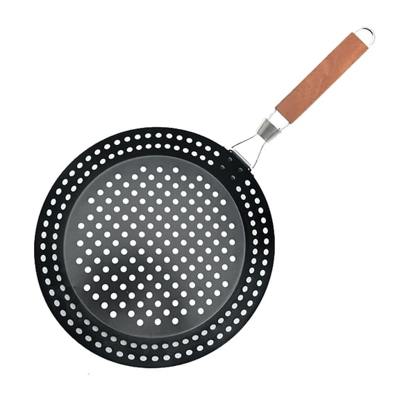 Square Metal Grill Pan with Foldable Non Stick Handle Drain Hole Design for Indoor BBQ Pizza Vegetable Seafood Cooking