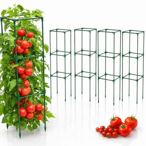 Square Metal Plant Cages 4 Pack Adjustable Rust-resistant For Climbing Garden