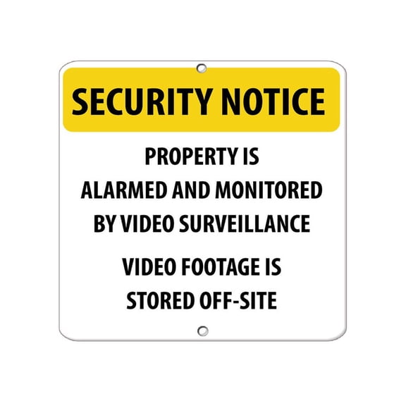 Square Metal Sign Security Notice Property Alarmed Monitored Size: 12 inch x 12 inch