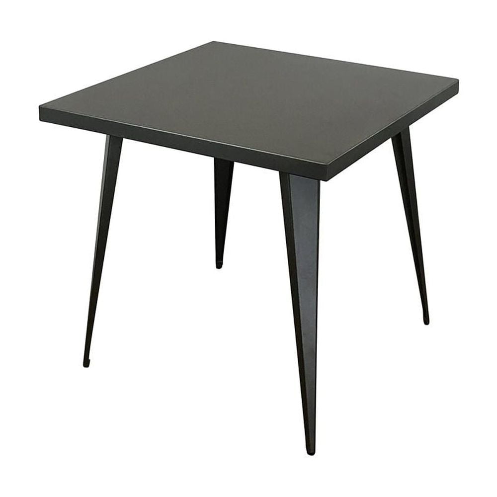 Square Gunmetal Gray Metal Dining Table with Tapered Legs