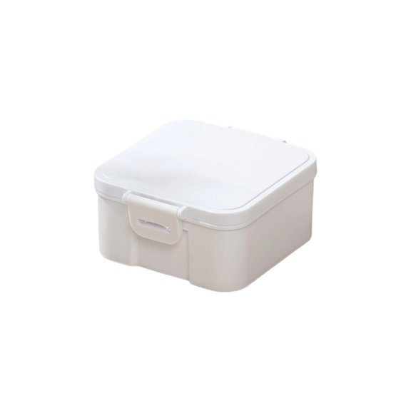 Square Microwave Safe Plastic Bento Box One Compartment with Built in Spork, Compact Lunch Container for Youngster Office Salad Fruit, Cute Dorm Move In Gift for Him Her