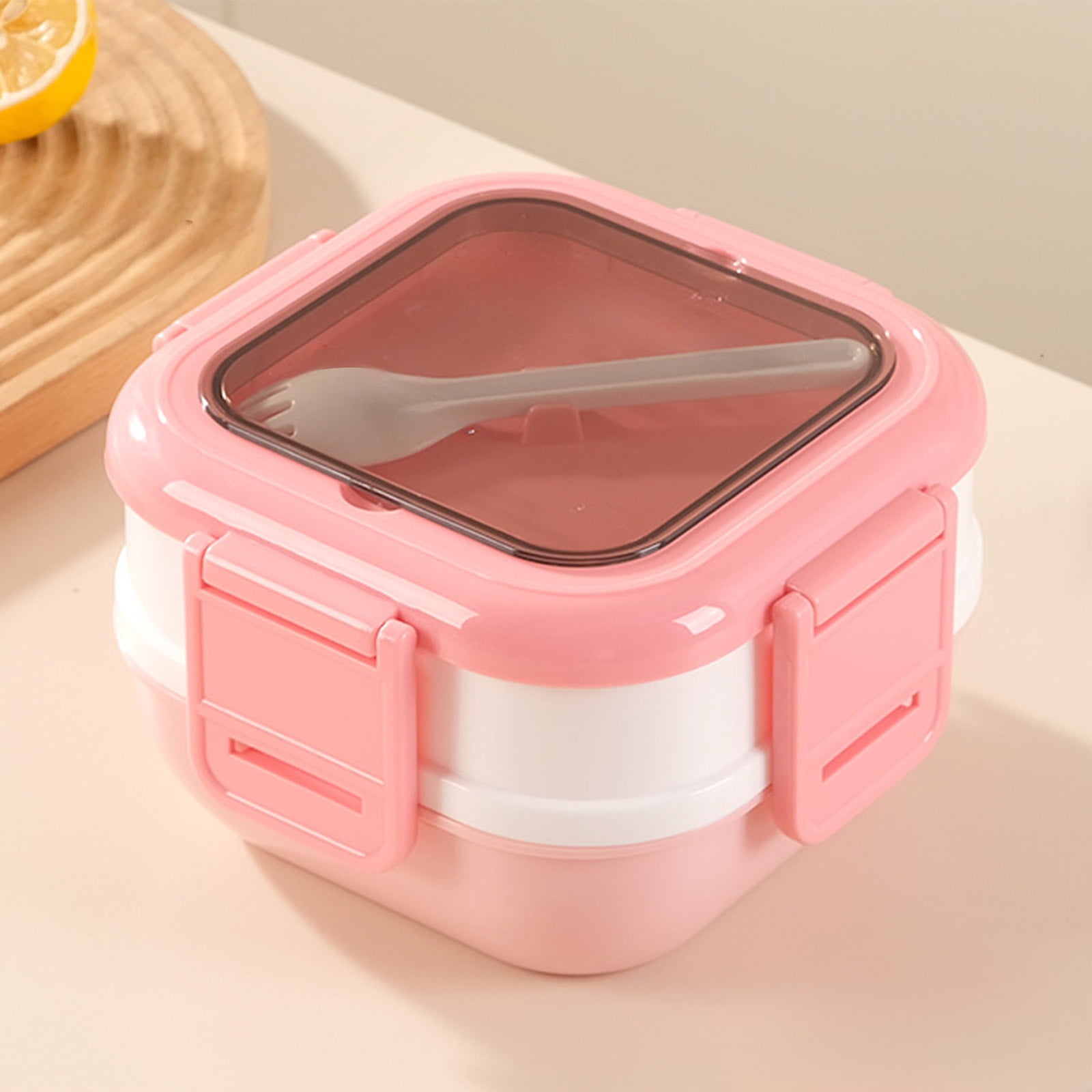 Square Microwaveable Lunch Box with Cutlery-Food Grade Double ...