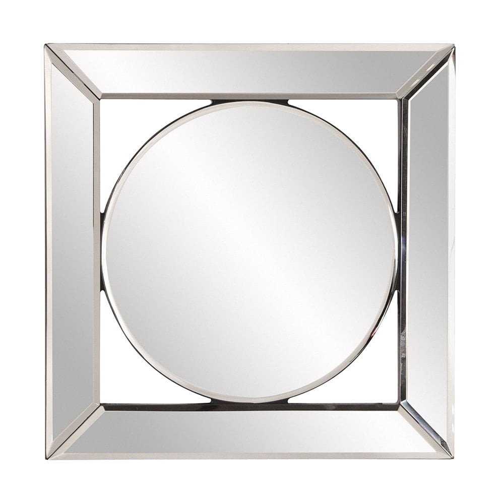 Lumina 12" Square Wood Frame with Round Center Mirror