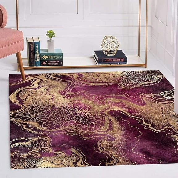 Square Modern Abstract Area Rugs Gold Marble Pattern Carpet For Living Room Bedroom Retro Accent Dining Room Large Rug Indoor Home Office Floor Cover Mats Kitchen Doormat 3 x 4ft