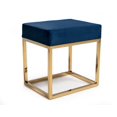 thumbnail image 1 of Square Modern Blue Velvet Ottoman with Gold Stainless Steel, 1 of 3