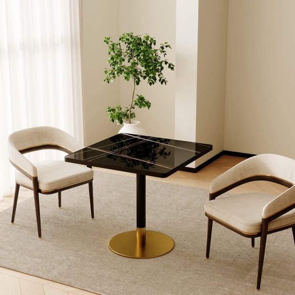 Square Modern Dining Table 31.5" Bistro Tulip Table with Faux Marble Top, White