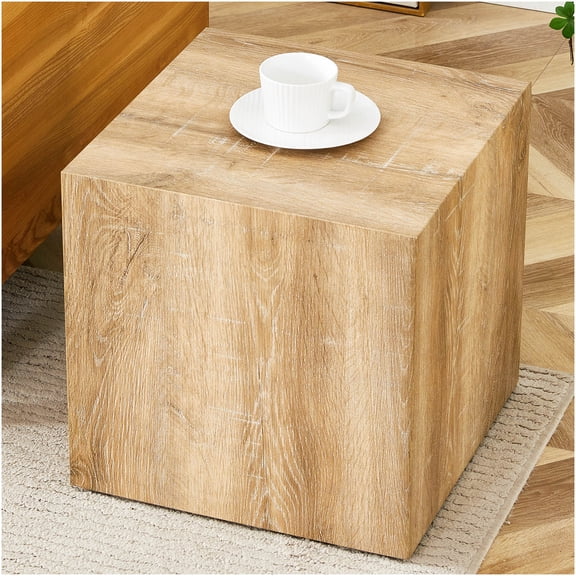 Square Modern MDF Coffee Table with Light Wood Texture for Living Room