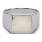 AZUREBELLA JEWELRY Square Mother of Pearl Ring Rhodium on Sterling Silver Mens Womens, 9