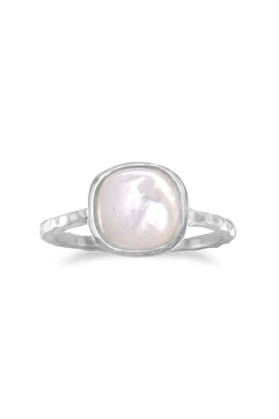 Square Mother of Pearl Ring