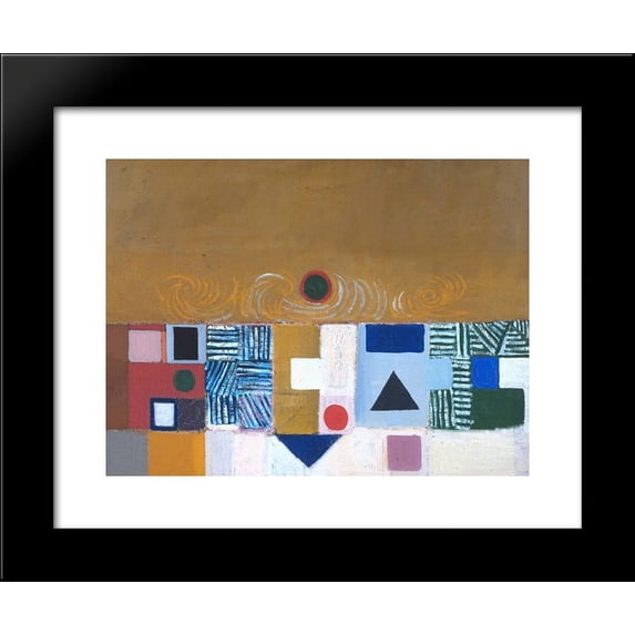 Square Motif, Blue and Gold: The Eclipse 20x24 Framed Art Print by Pasmore, Victor