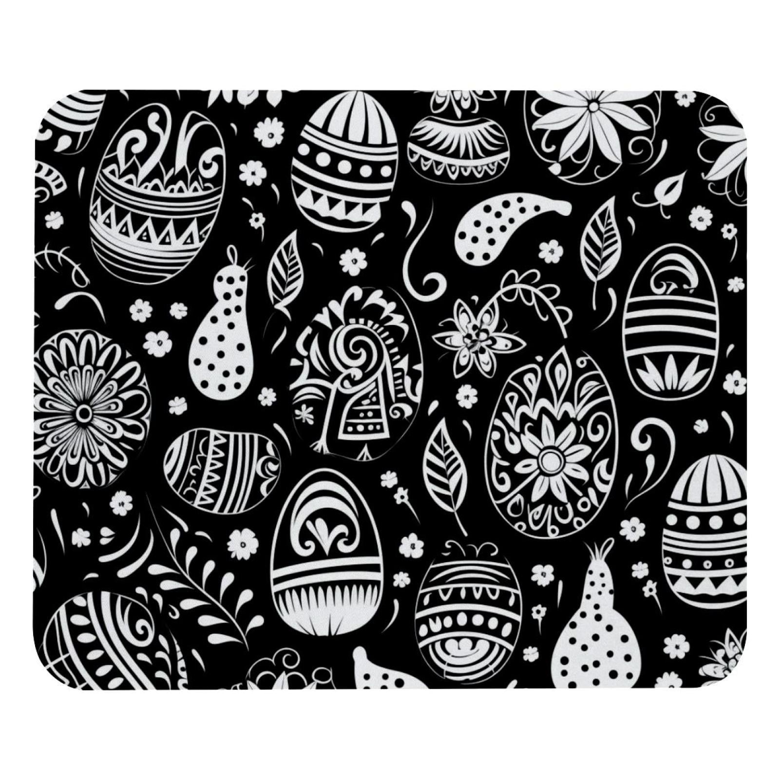Square Mouse Pad 8.3x9.8 Inch, Black White Easter Prints Mousepad for Laptop Gaming, Stitched