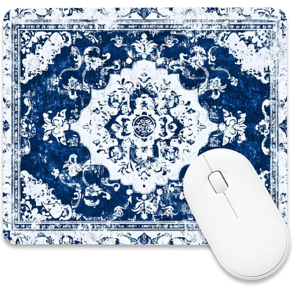 Square Mouse Pad Blue Oriental Rug Style Mousepad for Desk Easy to Slide Mouse Mat Square Waterproof Gaming Mouse Pad for Gaming Office Laptop Computer 9" x8\u201d