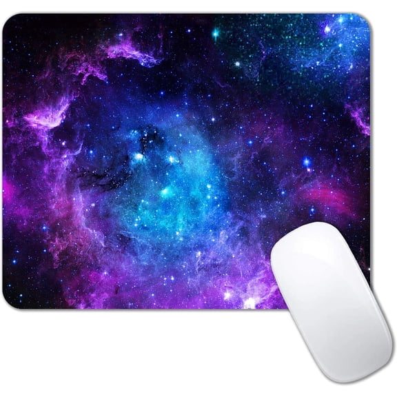 Square Mouse Pad,Blue Purple Galaxy Nebula Universe Outer Space Mousepad, Anti-Slip Rubber Base Mouse Pad for Office Laptop Computer PC Men Women, Small Mouse Mat, 9 x 8 Inch