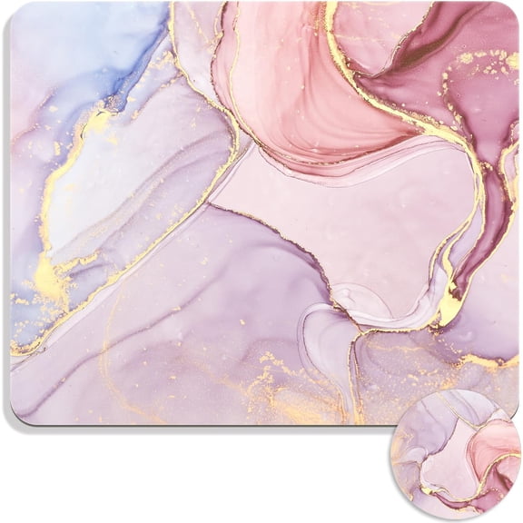 Square Mouse Pad with Coaster, Soft Cute Computer Mouse Mat with Non-Slip Rubber Base, Easy to Slide, Splash Resistant Surface, Personalized Design, Portable, Glitter Marble9.5x7.9