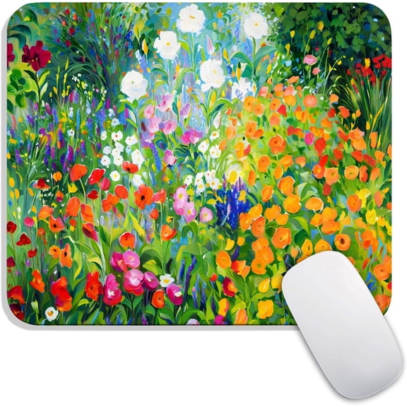 Square Mouse Pad Flowers Floral,Personalized Premium-Textured Custom Mouse Mat Design,Washable Mousepad Lycra Cloth,Non-Slip Rubber Base Computer Mouse Pads for Wireless Mouse