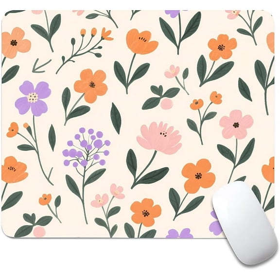 Square Mouse Pad Flowers, Personalized Premium-Textured Custom Mouse Mat Design, Washable Mousepad Cloth, Non-Slip Rubber Base Computer Mouse Pads for Wireless Mouse