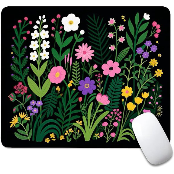 Square Mouse Pad Flowers Plants 1, Personalized Premium-Textured Custom Mouse Mat Design, Washable Mousepad Cloth, Non-Slip Rubber Base Computer Mouse Pads for Wireless Mouse