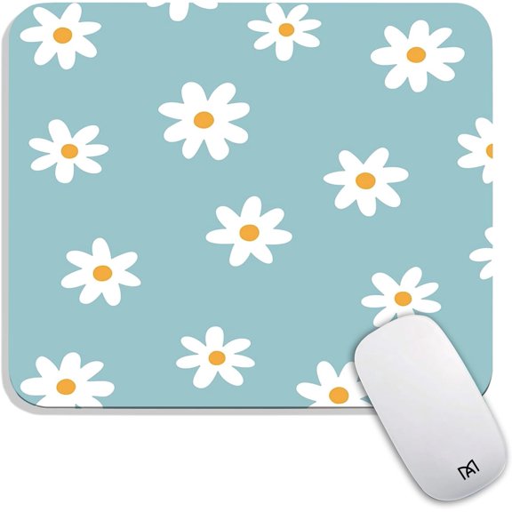 Square Mouse Pad Little Daisy,Personalized Premium-Textured Custom Mouse Mat Design,Washable Mousepad Lycra Cloth,Non-Slip Rubber Base Computer Mouse Pads for Wireless Mouse
