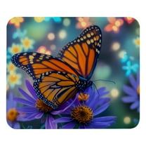 Square Mouse Pad Purple Flower Butterfly, Washable Mousepad Non-Slip Rubber Base Computer Mouse Mat for Wireless Mouse