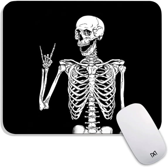 Square Mouse Pad Skull Human Skeleton, Personalized Premium-Textured Mouse Mat Design , Washable Mousepad Lycra Cloth , Non-Slip Rubber Base Computer Mouse Pads for Wireless Mouse