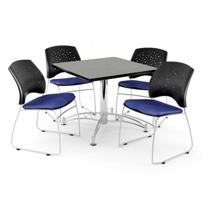 OFM PKG-BRK-01-0030 Breakroom Package Featuring 42 in. Square Multi-Purpose Table with Four Star Stack Chairs