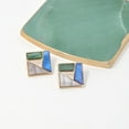 thumbnail image 1 of Square MultiColor Earrings, Geometric Stud Earrings, Blue and Green Earrings, Geometric Jewelry, Causal Earrings, Everyday Earrings, 1 of 6