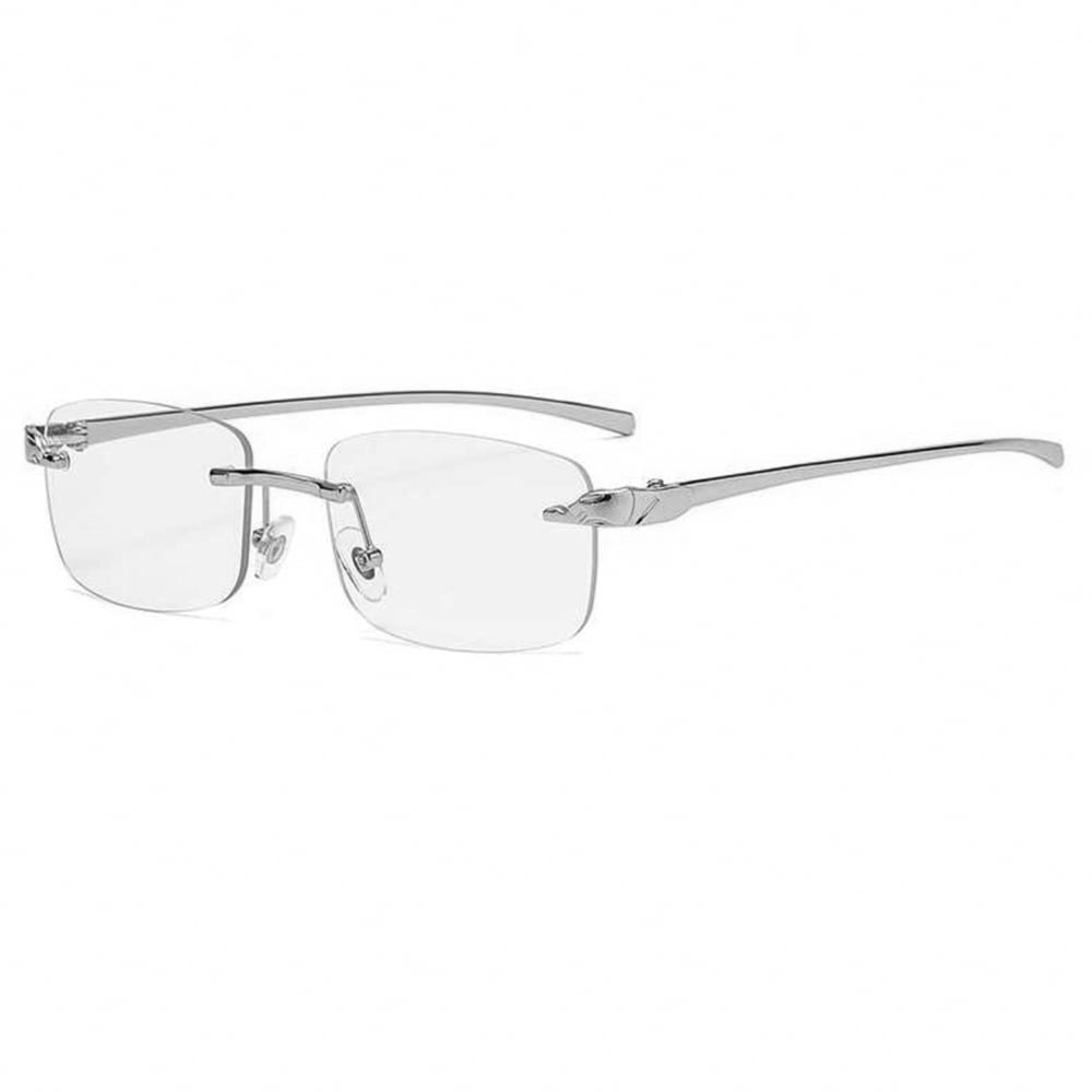 Square Narrow Rimless Silver Wire Metal Frames Unisex Trendy 90’s Hip ...