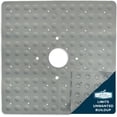 thumbnail image 1 of Square Natural Rubber Shower Stall Mat, 21” x 21”, Non Slip Safety, Built-in Product Protection, 140 Power Grip Suction Cups, Center Drain Hole, Tan, 1 of 5